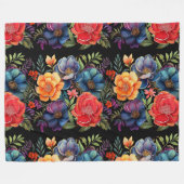 krachtig bloemenpatroon fleece deken (Voorkant (Horizontaal))