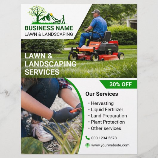 Krachtig & Boeiend Gazon & Landschapsontwerp Print Flyer (Voorkant)