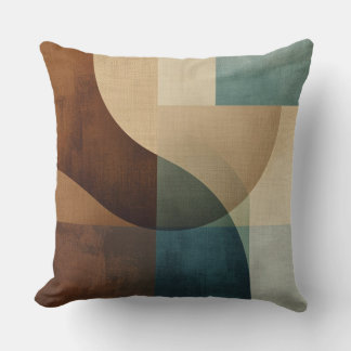Krachtig Bruin Beige Blauw Groen Abstract Kleurblo Kussen
