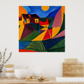 Krachtig dorpslandschapskunst poster (Keuken)