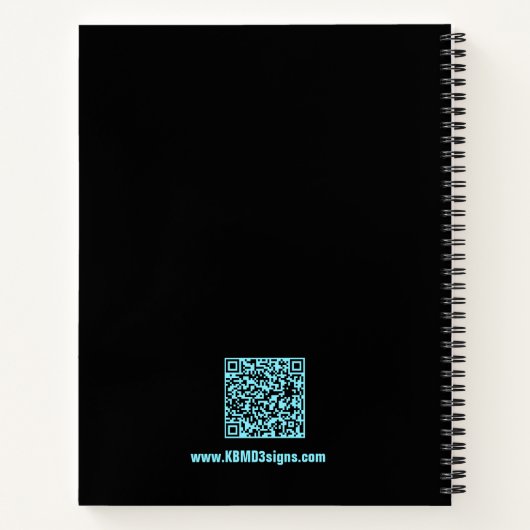 Krachtig Elektrisch-Blauw Zwart Logo Motto Workout Notitieboek (Achterkant)