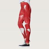Krachtig en Dynamisch: Rode & Witte Abstracte Legg Leggings (Links)