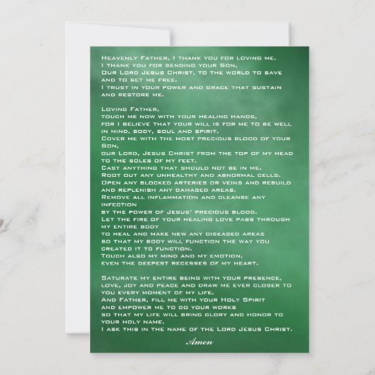 Krachtig Gebed voor de Zieke Healing Kaart (Achterkant)