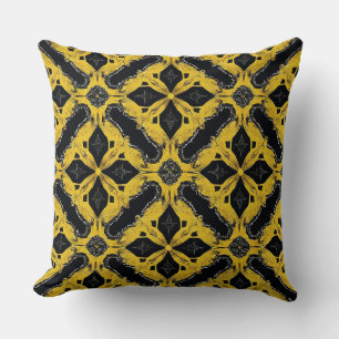 💛 Krachtig Geel Zwart Modern Geometrisch Decor Kussen