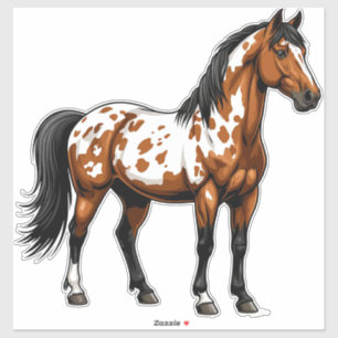Krachtig geschilderd paard staand in een grazig ve sticker