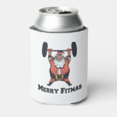 Krachtig gewicht van de kerstman Lifting Blikjeskoeler (Blikje Achterkant)