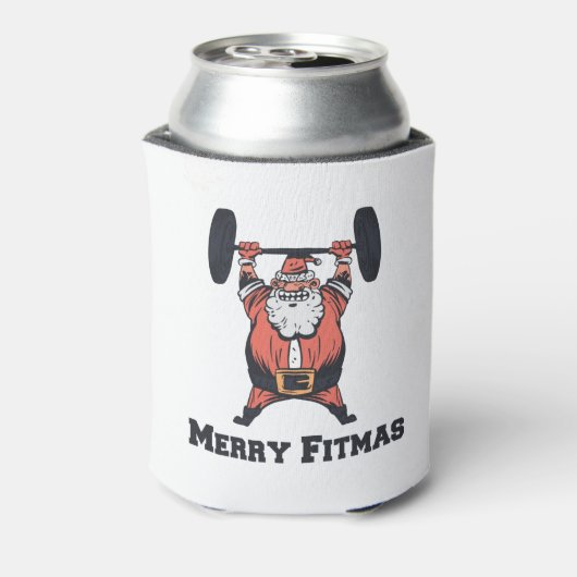 Krachtig gewicht van de kerstman Lifting Blikjeskoeler (Blikje Achterkant)