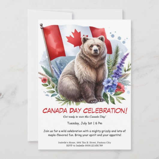 Krachtig Grizzly Beer & Canadees | Canada Day Kaart (Voorkant)