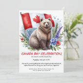 Krachtig Grizzly Beer & Canadees | Canada Day Kaart (Staand voorkant)