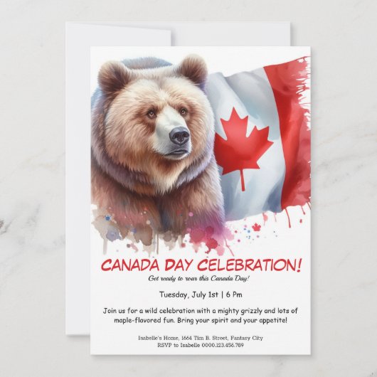 Krachtig Grizzly Beer & Canadees | Canada Day Kaart (Voorkant)