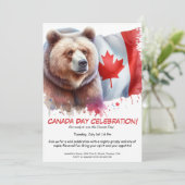 Krachtig Grizzly Beer & Canadees | Canada Day Kaart (Staand voorkant)
