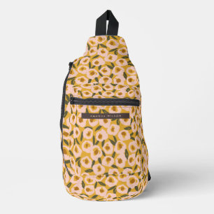 Krachtig Inktachtig Bloemmotief   Handgetekende Bo Sling Bag