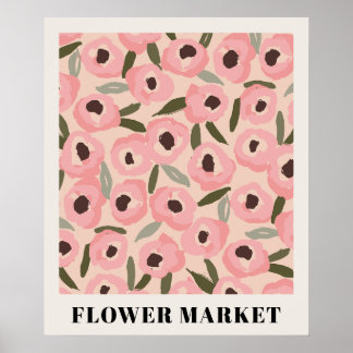 Krachtig Inktachtig Bloempatroon | Handgetekende B Poster