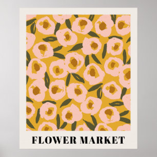 Krachtig Inktbloemmotief   Handgetekende Botanisch Poster