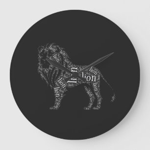 Krachtig Leeuw Typografie Design T-Shirt Grote Klok