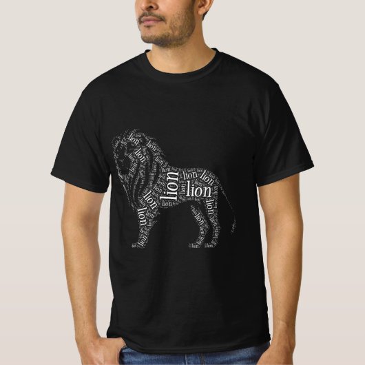 Krachtig Leeuw Typography Design T-Shirt (Voorkant)