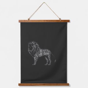 Krachtig Leeuw Typography Design T-Shirt Hangend Wandkleed