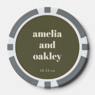 Krachtig Minimalistisch Boho Olijfgroen Aangepast  Poker Chips