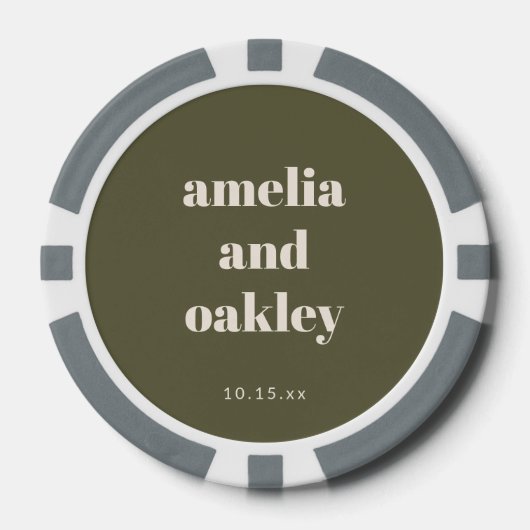 Krachtig Minimalistisch Boho Olijfgroen Aangepast Poker Chips (Voorkant)