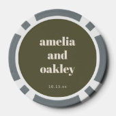 Krachtig Minimalistisch Boho Olijfgroen Aangepast Poker Chips (Achterkant)