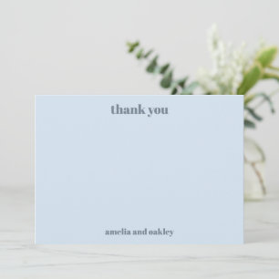Krachtig Minimalistisch Zachte Blauwe Retro Trouwd Bedankkaart