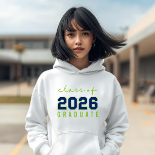 Krachtig Minimalistische Blauwe Groene Afgestudeer Hoodie