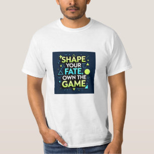Krachtig neon motivatie citaat grafisch op donkerb t-shirt