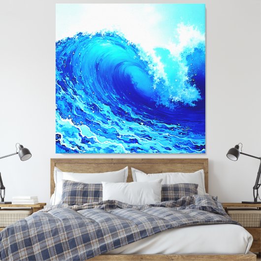 Krachtig ontwerp van de oceaangolfstoot canvas afdruk (Insitu (Slaapkamer))