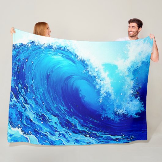 Krachtig ontwerp van de oceaangolfstoot fleece deken (In situ)