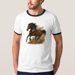 Krachtig paard dat door het stof rent t-shirt