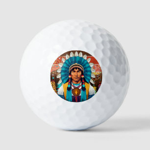 Krachtig Portret van een Inheemse Amerikaanse Stam Golfballen