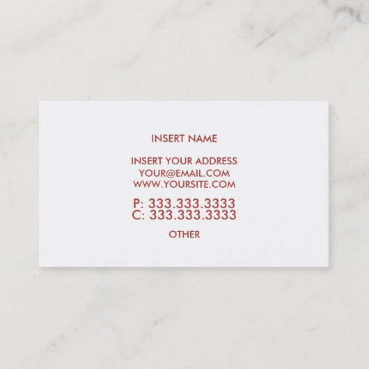 Krachtig rood Visitekaartje (Achterkant)