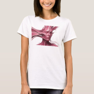 Krachtig roze abstract gezicht statement ontwerp t-shirt