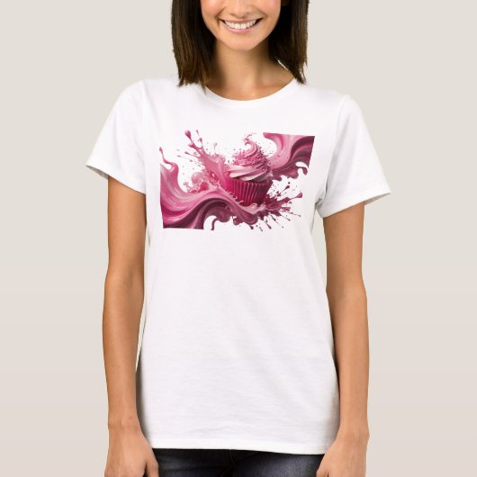Krachtig roze ABSTRACTE KUNST ontwerp T-shirt (Voorkant)