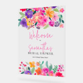 Krachtig roze bloemschildering in waterverf bruilo acryl bord (Hoek)