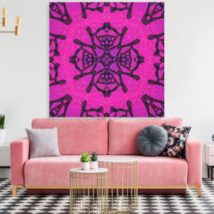 Krachtig roze en paars geometrisch patroon canvas afdruk