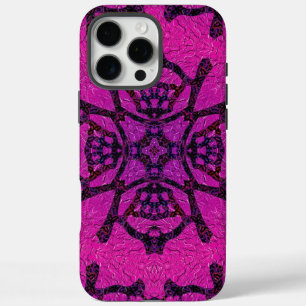 Krachtig roze en paars geometrisch patroon iPhone 16 pro max hoesje