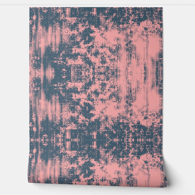 Krachtig Roze en Teal Abstracte Textuur Behang (Afrollen)