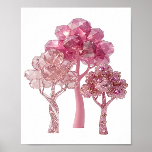 Krachtig Roze ROZE SIERADEN BOMEN Poster (Voorkant)