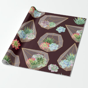 Krachtig, sappig en cactus naadloos patroon cadeaupapier