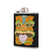 Krachtig Tiki standbeeld in psychedelische stemmin Heupfles (Links)