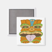 Krachtig Tiki standbeeld in psychedelische stemmin Magneet (Voorkant / Achterkant)