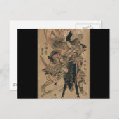 Krachtig Vrouw Samurai Defeting Male Samurai Briefkaart (Voorkant / Achterkant)