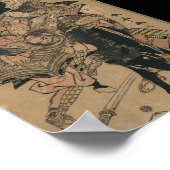 Krachtig Vrouw Samurai Defeting Male Samurai Poster (Hoek)