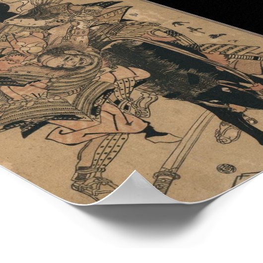 Krachtig Vrouw Samurai Defeting Male Samurai Poster (Hoek)