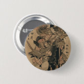 Krachtig Vrouw Samurai Defeting Male Samurai Ronde Button 5,7 Cm (Voorkant /achterkant)