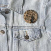 Krachtig Vrouw Samurai Defeting Male Samurai Ronde Button 5,7 Cm (In situ)