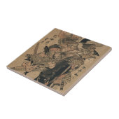 Krachtig Vrouw Samurai Defeting Male Samurai Tegeltje (Zijkant)