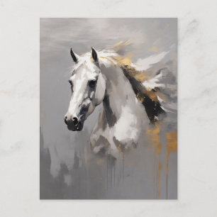Krachtig wit paard portret olie-effect briefkaart
