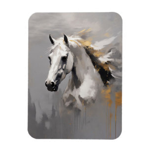 Krachtig wit paard portret olie-effect magneet
